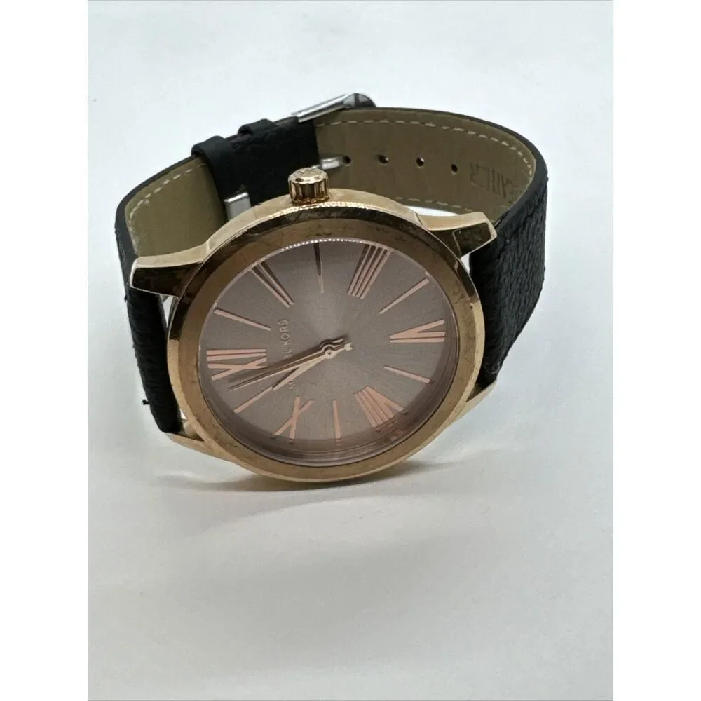Michael Kors Hartman MK3491 Womens Black Leather Analog Dali Quartz Watch JNA385